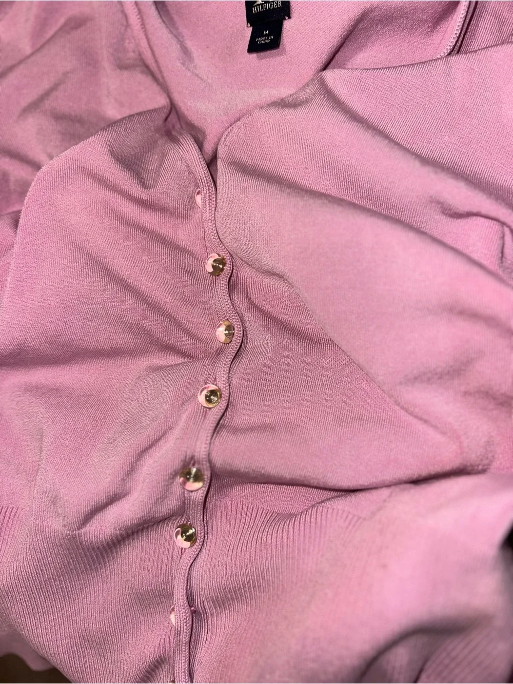 Vintage Hilfiger Silk blend Pink Button-Front V-Neck Cardigan